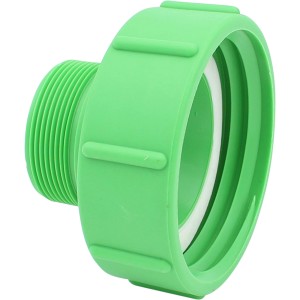 Grüner IBC Adapter (3 Zoll) mit Grobgewinde auf G2 Zoll AG für Regentonnen.