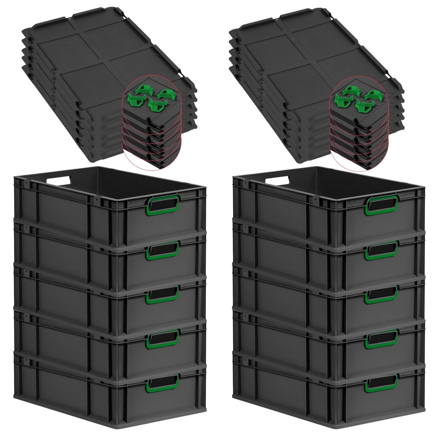 PROREGAL SparSet 10x Eurobox Nextgen Color Mit Auflagedeckel HxBxT 17x40x60 günstig online kaufen