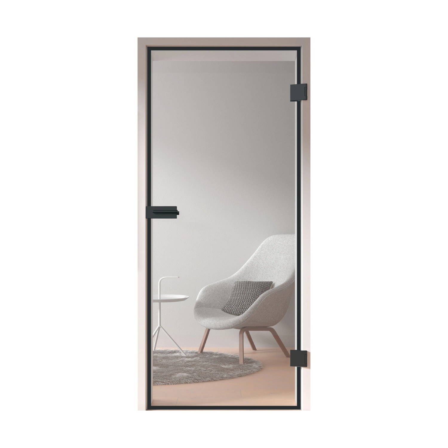 Glasdrehtür ESG Floatglas Siebdruck-Dekor 70,9 x 209,7 cm Anschlag Rechts