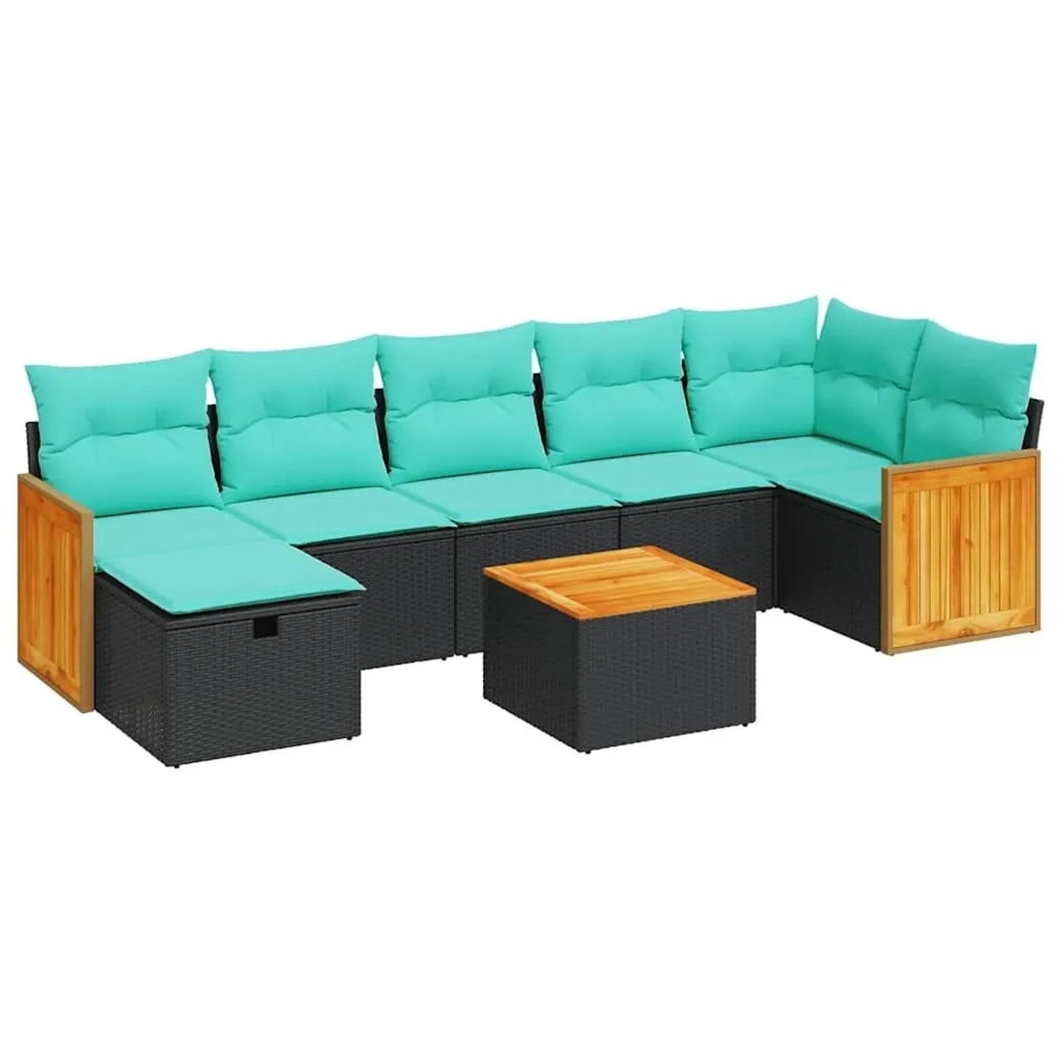 vidaXL 8-Tlg Garten-Sofagarnitur mit Kissen Schwarz Poly Rattan 3326047