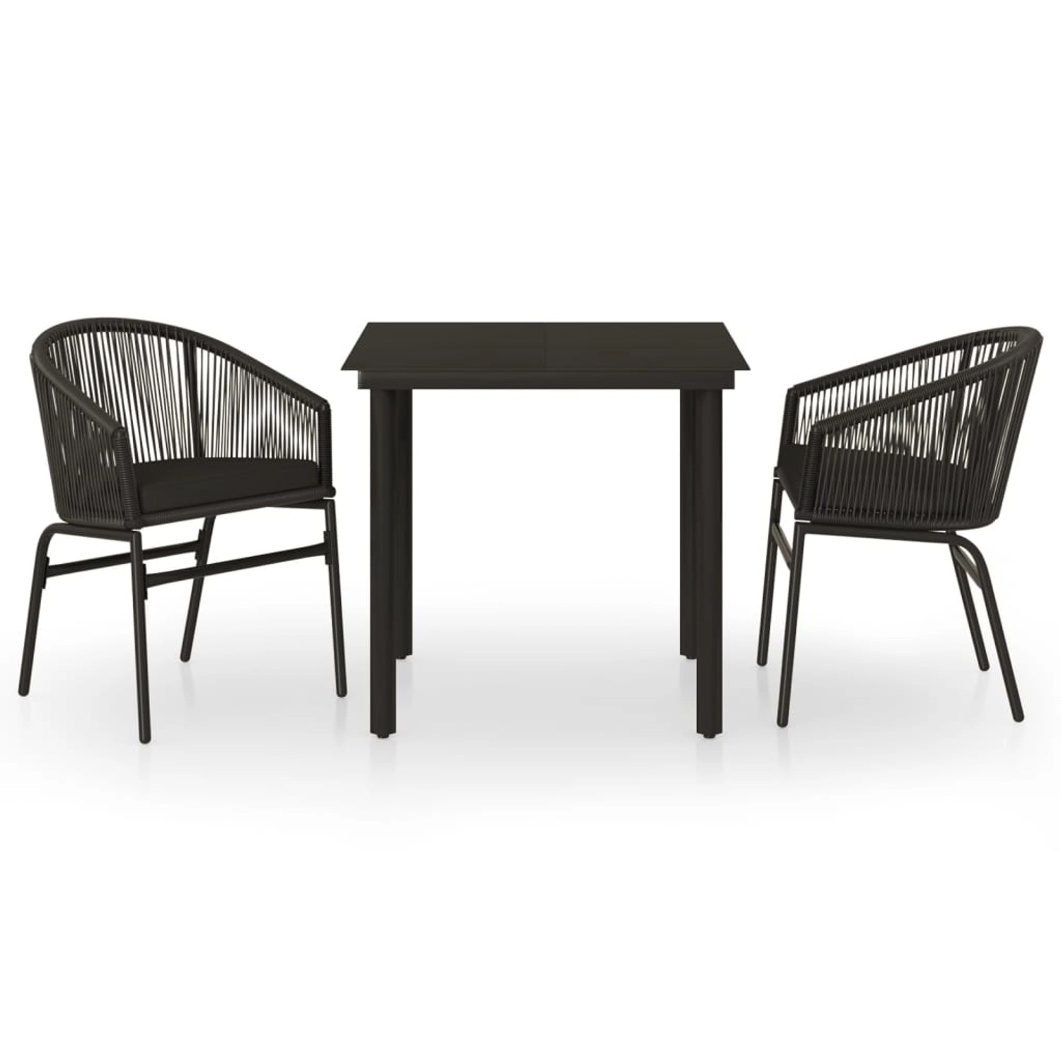 vidaXL 3-Tlg Garten-Essgruppe Schwarz 3099221