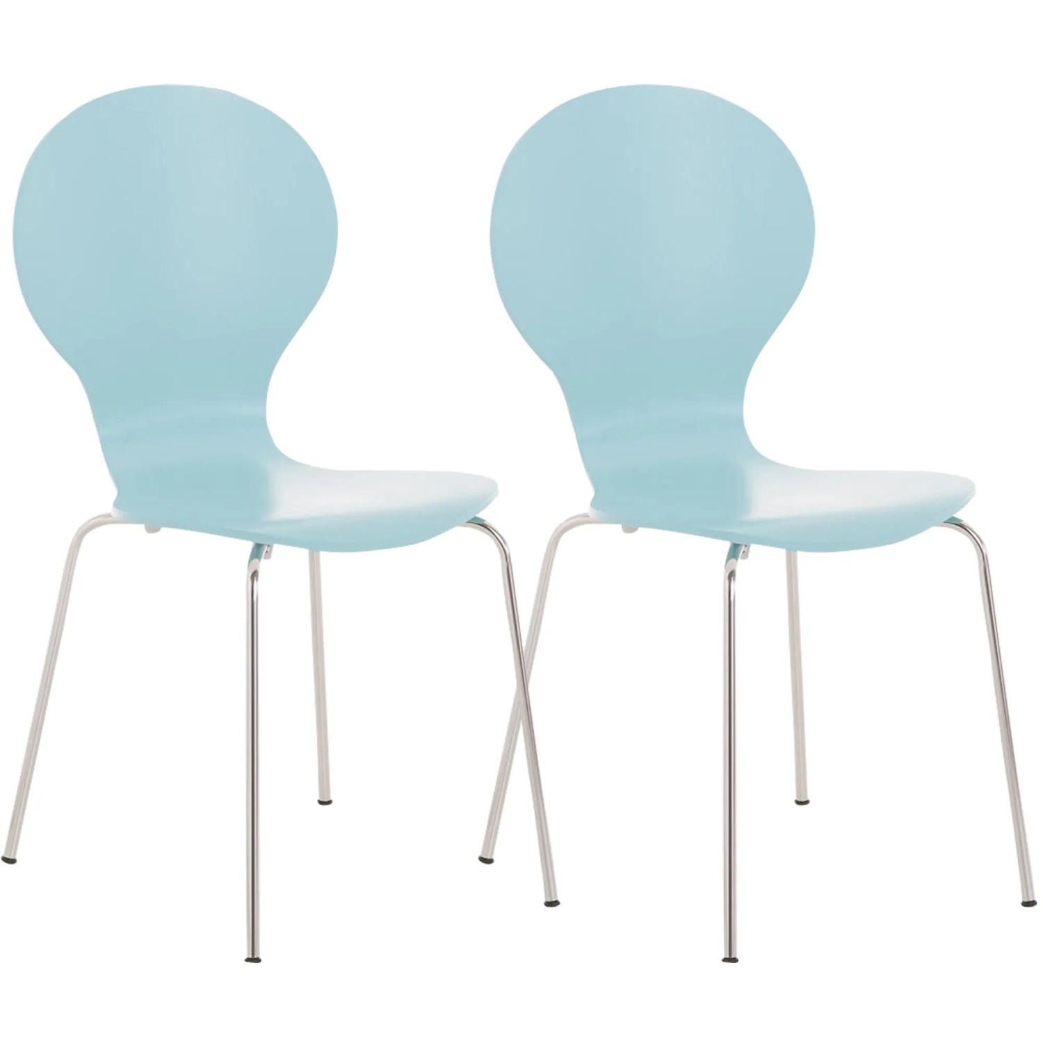 DELUKE 2er Set Besucherstuhl ATHENS Holz Hellblau 43x45x86cm Konferenzstuhl Wartezimmerstuhl Bürostuhl