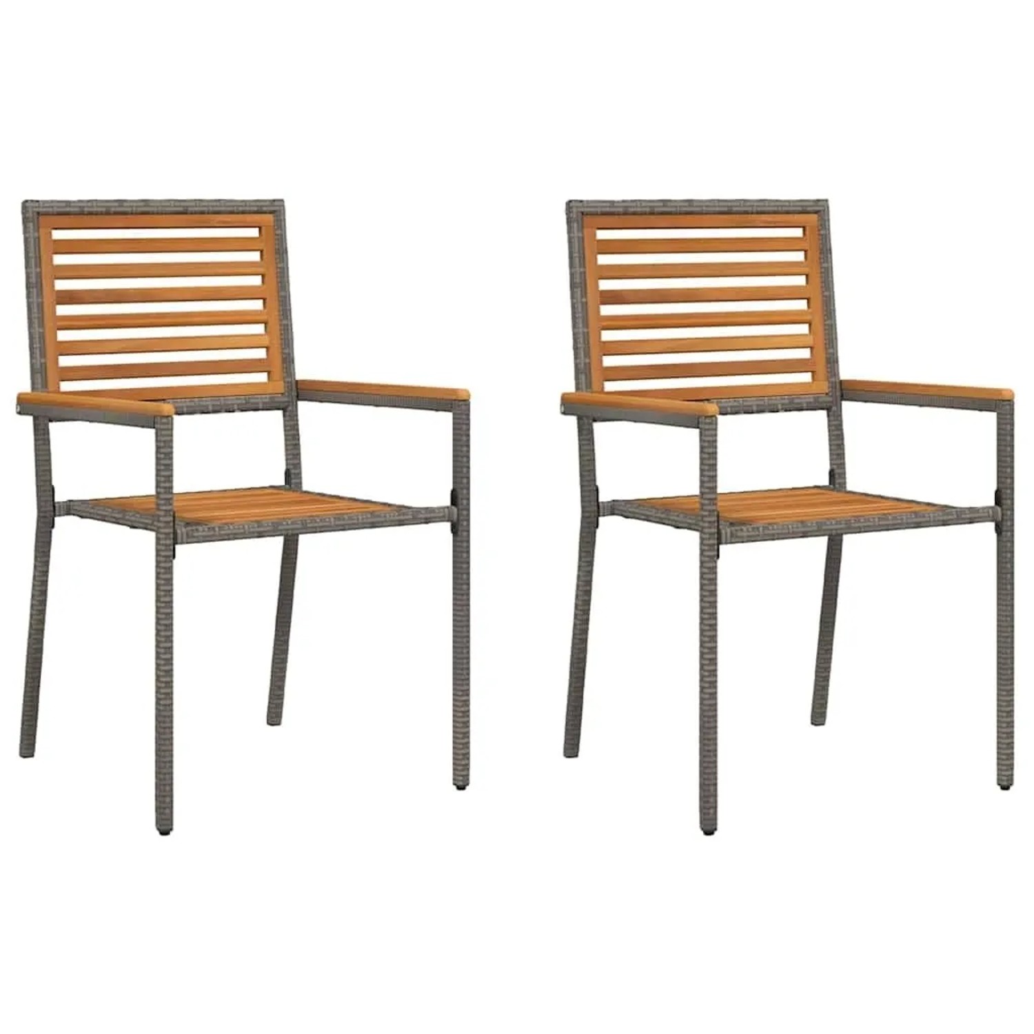 vidaXL Garten Stapelstühle 2 Stk Braun und Grau 42006823