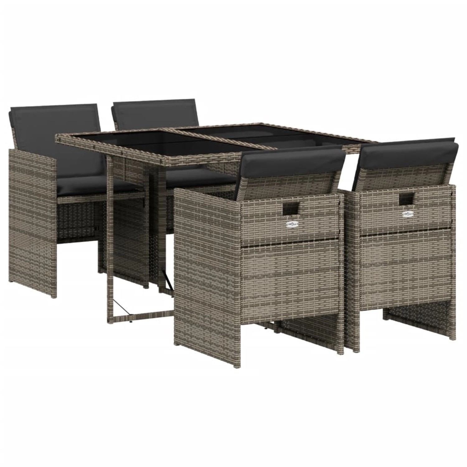 vidaXL 5-Tlg Garten-Essgruppe mit Kissen Grau Poly Rattan 3210536 günstig online kaufen