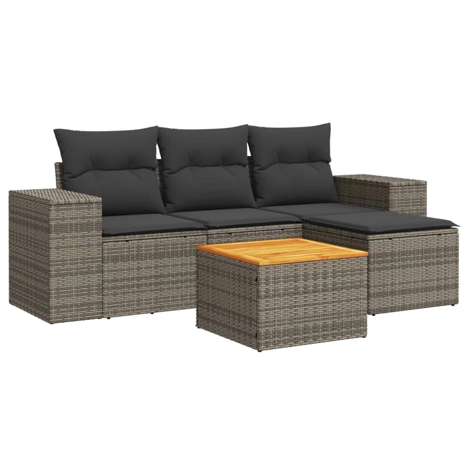 vidaXL 5-tlg Garten-Sofagarnitur mit Kissen Grau Poly Rattan Modell 61 günstig online kaufen