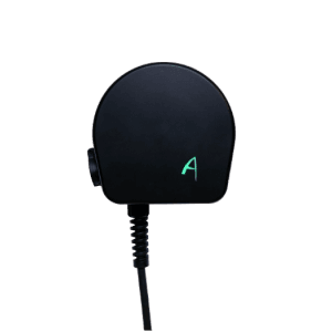 Schwarze Alphatec Wallbox Mini mit Kabel und Schukostecker für Elektroautos.