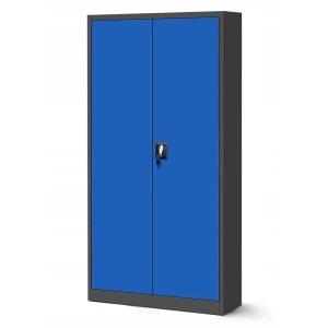 Jan Nowak Metallschrank, Aktenschrank in Anthrazit/Blau mit Zylinderschloss und 4 Fachböden.