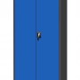 Jan Nowak Metallschrank, Aktenschrank in Anthrazit/Blau mit Zylinderschloss und 4 Fachböden.