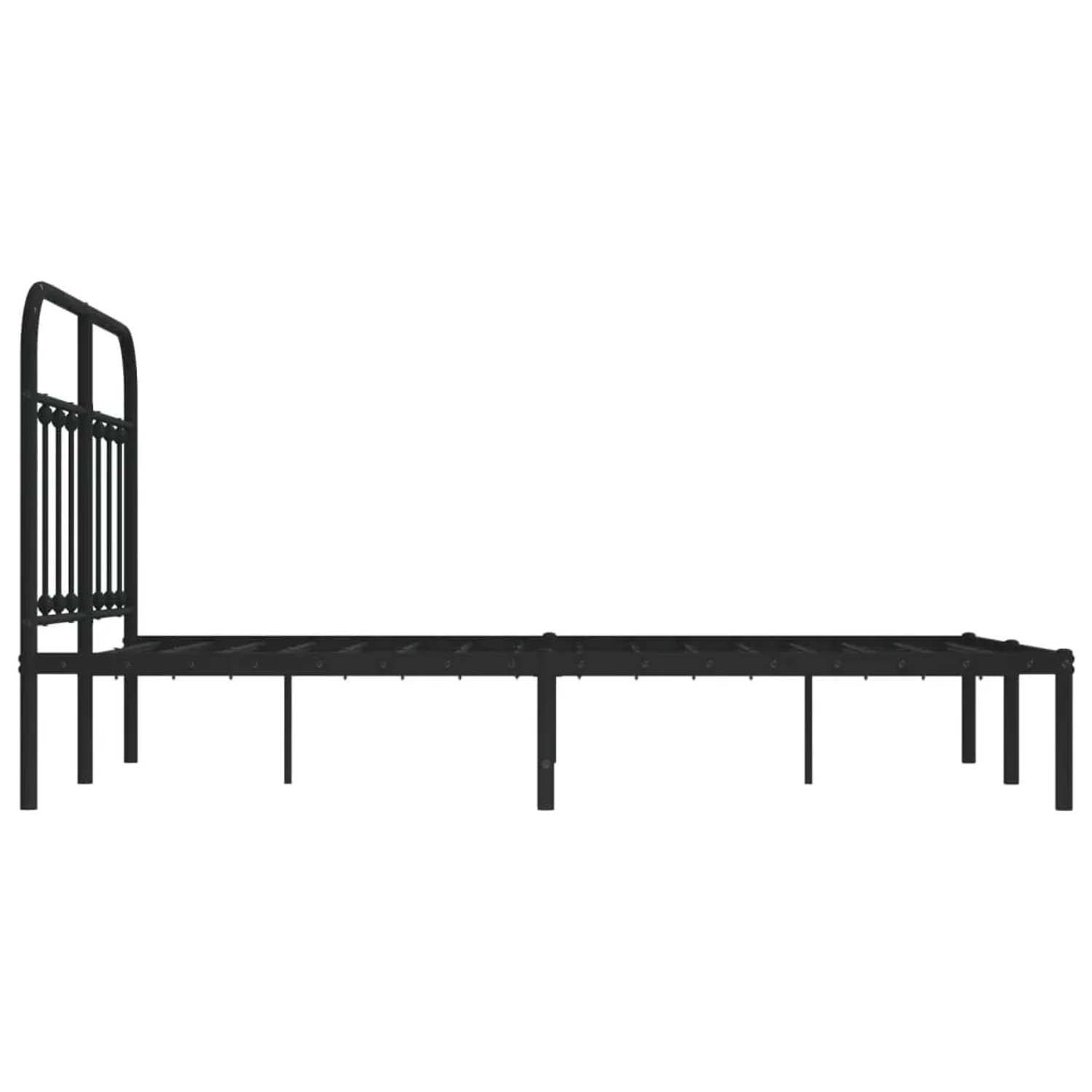 VidaXL Metallbettgestell 160x200 Cm Weiß – Mit Kopfteil & Lattenrost, Doppelbett Mit Stauraum, Robuste Stahlkonstruktion