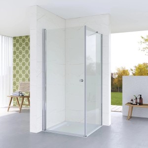 Aquabatos Dusche Pendeltür Duschkabine Eckeinstieg 70 x 70 x 187 cm Duschabtrennung Duschtür mit Seitenwand 5 mm ESG Duschtrennwand Glas Duschwand
