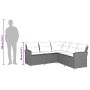 Beiges L-förmiges Couchsofa aus Polyrattan mit Kissen, Teil der OBI Gartenmöbel-Kategorie.