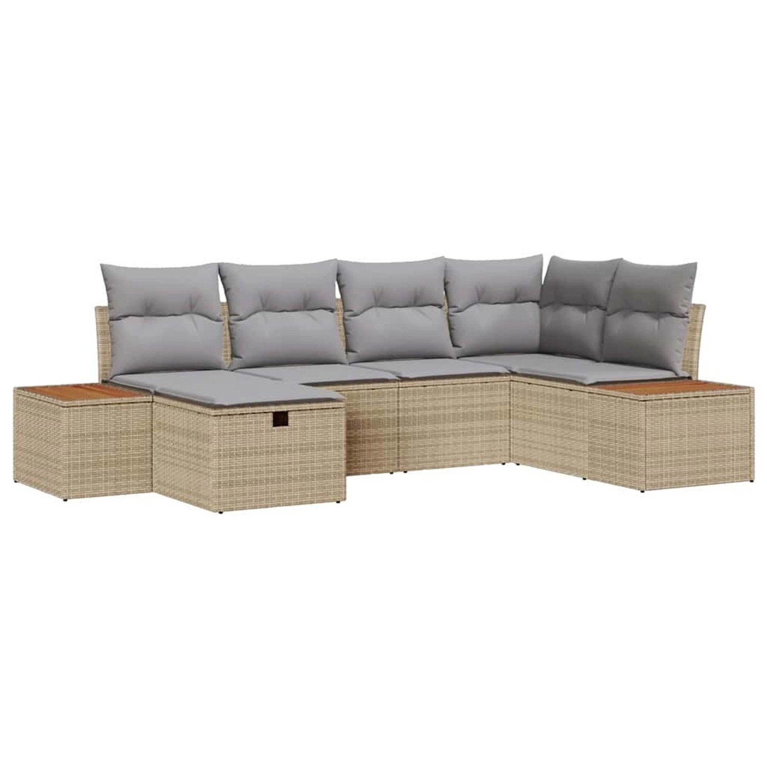 vidaXL Garten-Sofa-Set mit Kissen 6-Tlg Beige Poly Rattan 3359632 günstig online kaufen