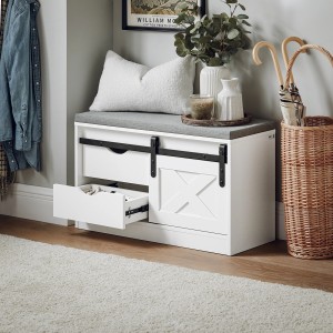 SoBuy Sitzbank mit Stauraum Schuhbank Dielenbank Weiß 80cm FSR153-W