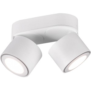 Weißer Trio LED Einbaustrahler/Aufbauspot Taurus mit zwei schwenkbaren Spots.