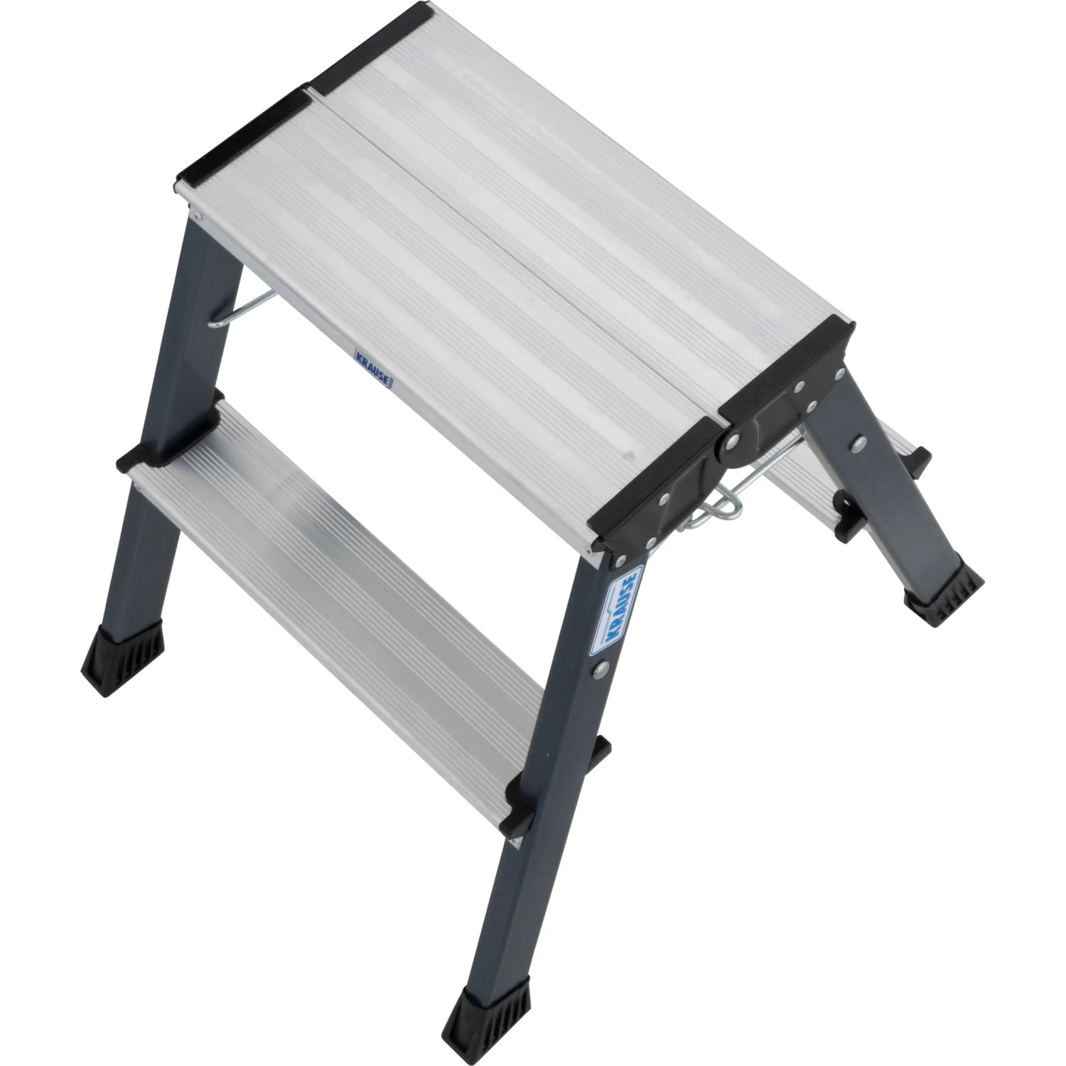 Krause Klapptritt Treppy mit 2 Stufen, eloxiert, für sicheren Stand bei Arbeiten.