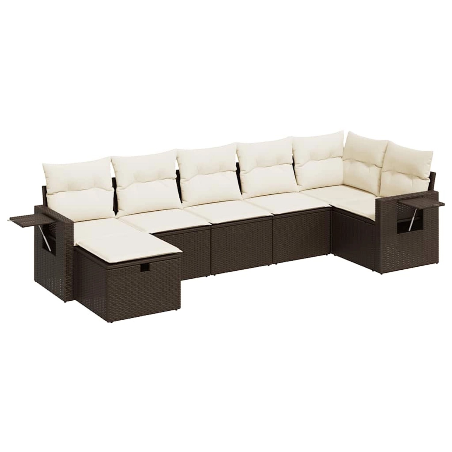 vidaXL 7-Tlg Garten-Sofagarnitur mit Kissen Braun Poly Rattan 3325509 günstig online kaufen