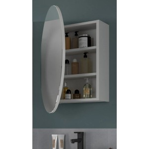 Inn.Furn Badezimmer Spiegelschrank in Weiß Badschrank Rund, Soft-Close Relief