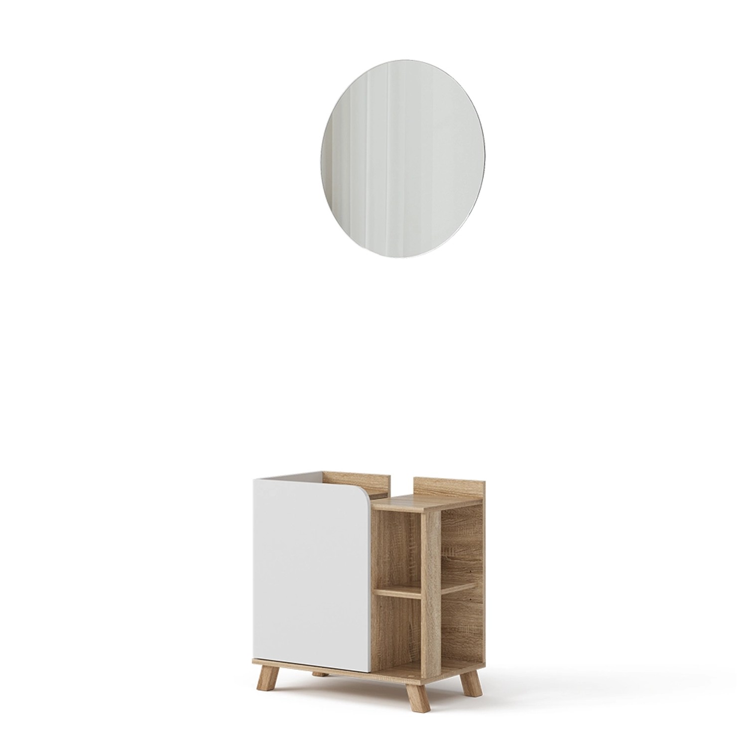 Vicco Badmöbel-Set Karen Sonoma/Weiß 2 Teile Opt 3 günstig online kaufen