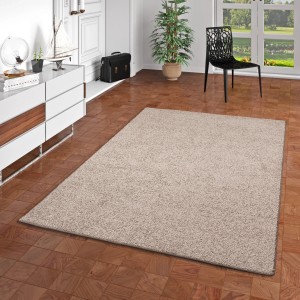 Snapstyle Hochflor Teppich Mona in Taupe, 200x250 cm. Weicher Velours Teppich für Wohnräume.