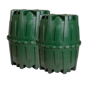 Garantia Herkules Zisterne Tank-Set, 3200 l, 2 grüne Erdtanks mit Verbindungs-Set.