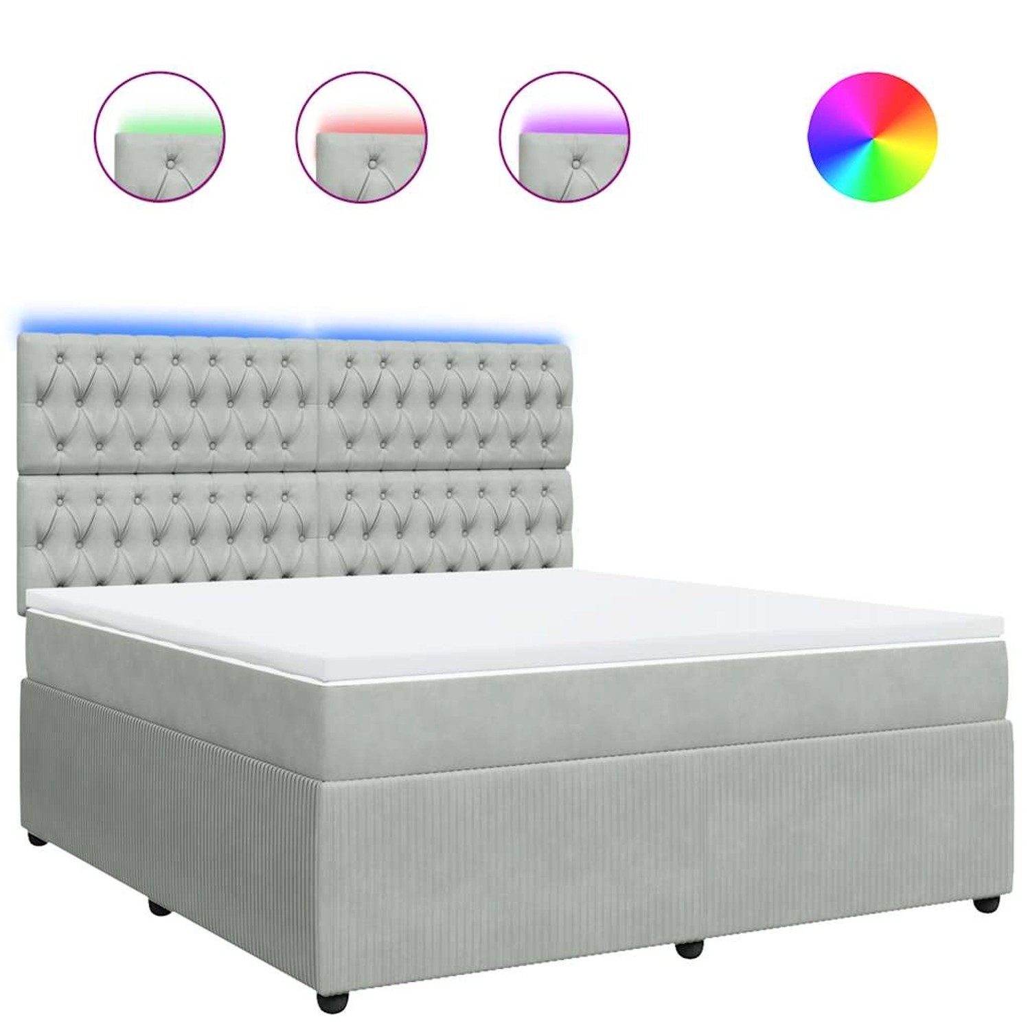 vidaXL Boxspringbett mit Matratze Hellgrau 180x200 cm Samt 3294712 günstig online kaufen