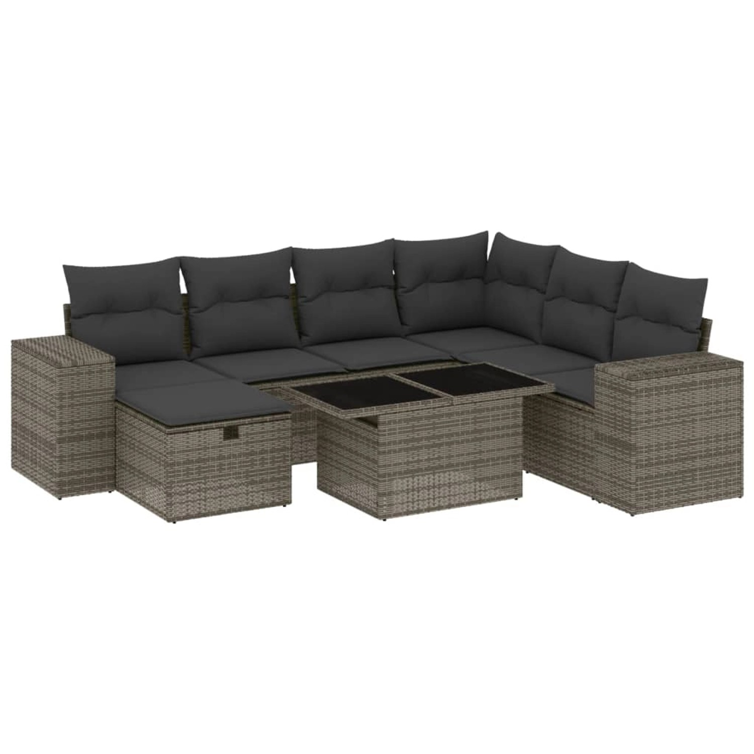vidaXL 8-Tlg Garten-Sofagarnitur mit Kissen Grau Poly Rattan 3275320 günstig online kaufen