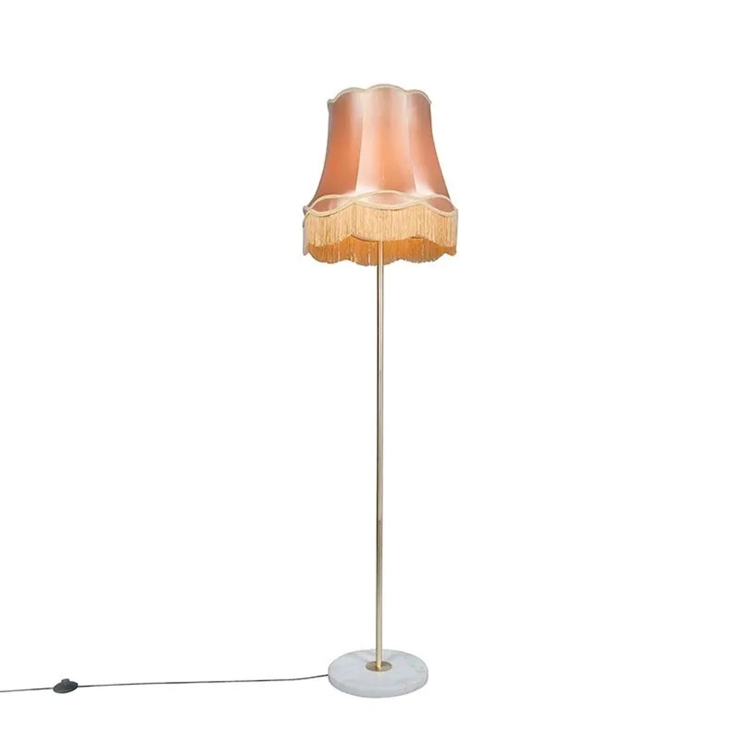 QAZQA Retro Stehleuchte Messing mit Granny Schirm Gold 45 cm Kaso