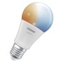 Dimmbare Osram Matter E27 LED Lampe, Glühlampenform A75, 9,5W, mit Farbwechsel.