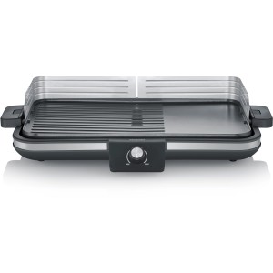 Severin Tischgrill mit Plancha-Grillplatte, gerippt und glatt, für Elektrogrill-Vielfalt.