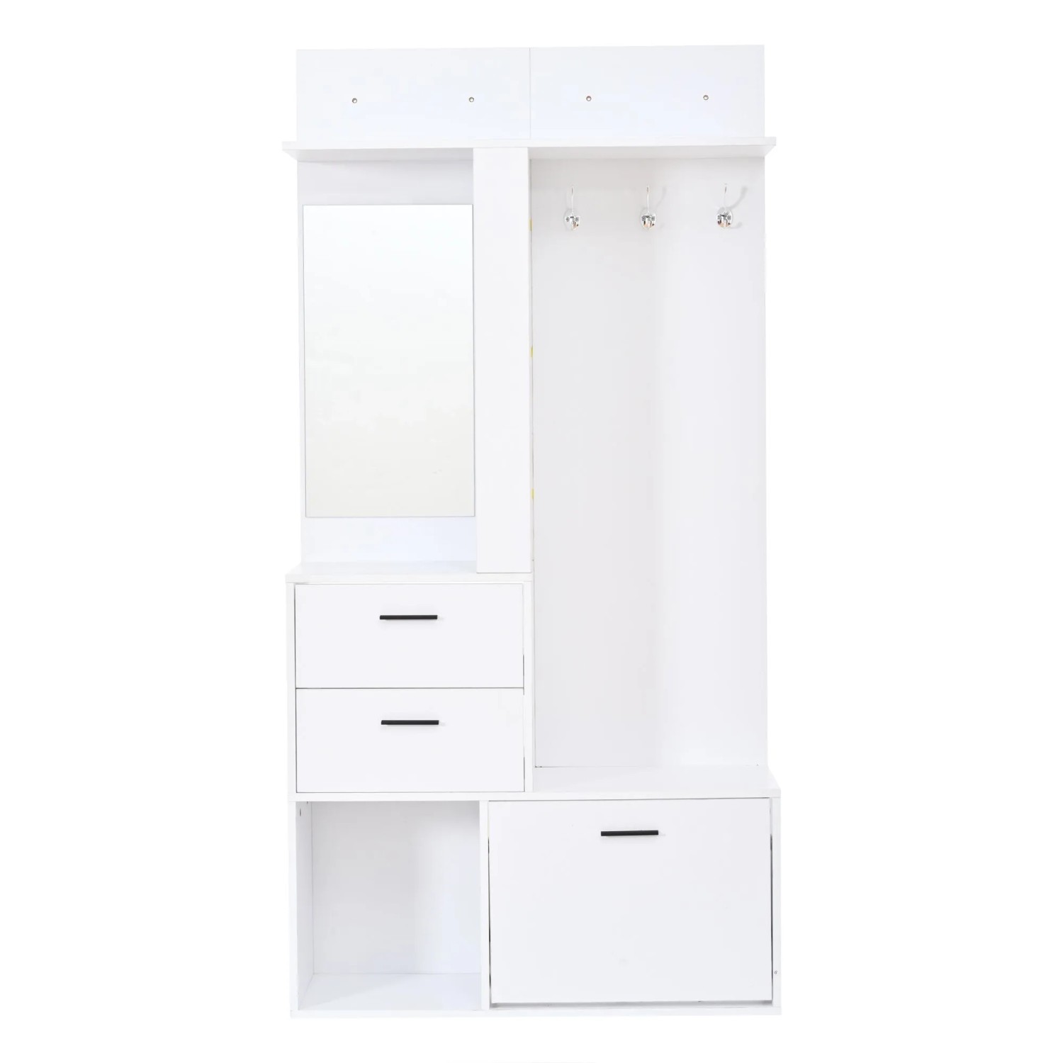 Merax Garderobe 90x30x180cm Schuhbank Spiegel Weiß