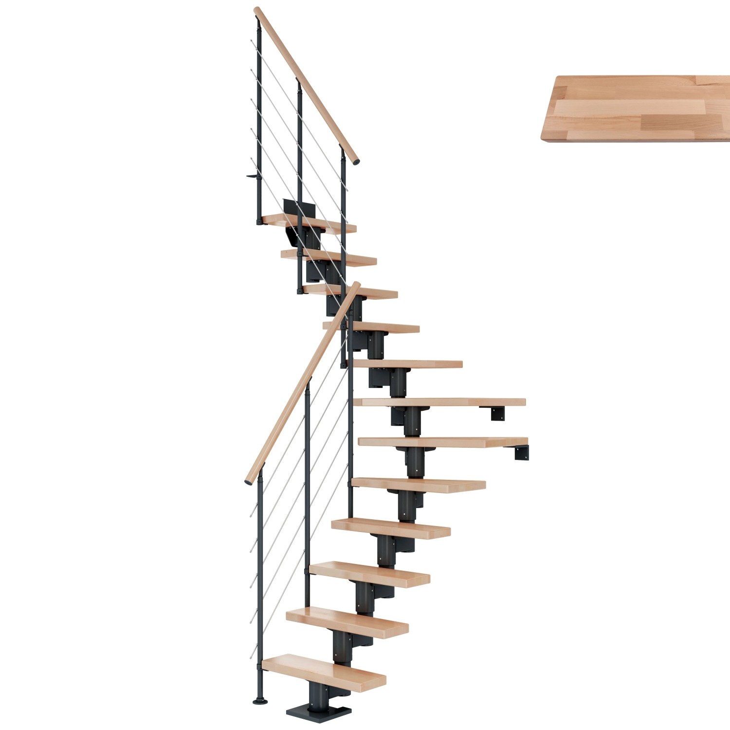 Dolle Mittelholmtreppe Dublin Buche Anthrazit GH bis 337 cm 1/4gew. 65 cm F günstig online kaufen