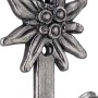 Metall Wandhaken 1071 in Altsilber mit Edelweiß-Motiv für die Wandmontage.