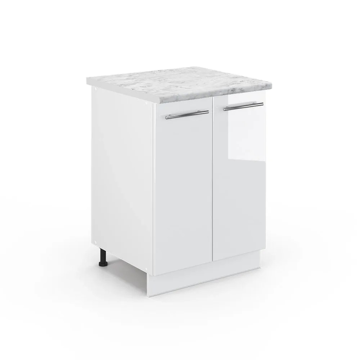 Vicco Küchenunterschrank Fame-Line Weiß Hochglanz Weiß 60 cm AP Marmor
