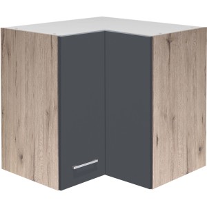 Flex-Well Eck-Oberschrank Morena, 60x60 cm, Basaltgrau/San Remo Eiche, 2 Türen.