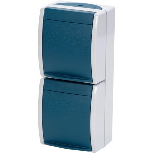 Busch-Jaeger Ocean 2-fach Aufputz-Steckdose, grau-blaugrün, IP44 für Feuchträume.