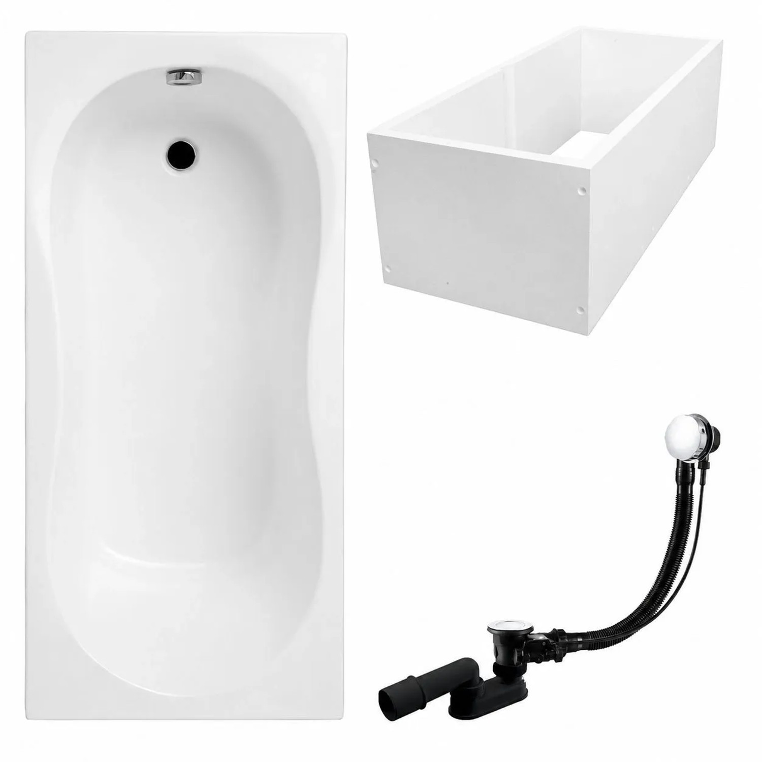 KOLMAN Badewanne Rechteck 160 x 70 Cm Mit Wannenträger Inkl. Ablauf Und Füße