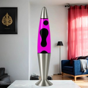 EASYLIGHT Lavalampe Pink Lila 42 cm Hoch mit Leuchtmittel Retro Jenny