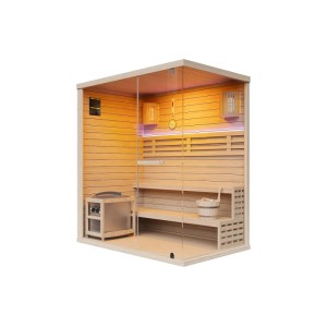 Vente-unique Finnische Sauna Selki Naturfarben Hell 180 cm