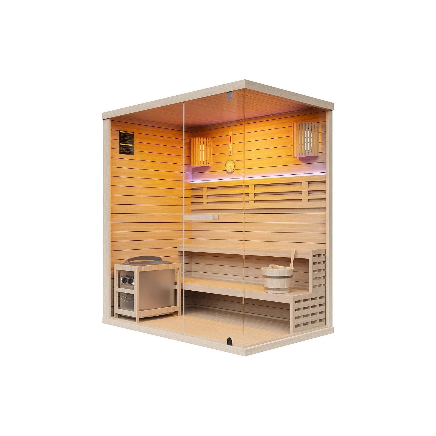 Vente-unique Finnische Sauna Selki Naturfarben Hell 180 cm