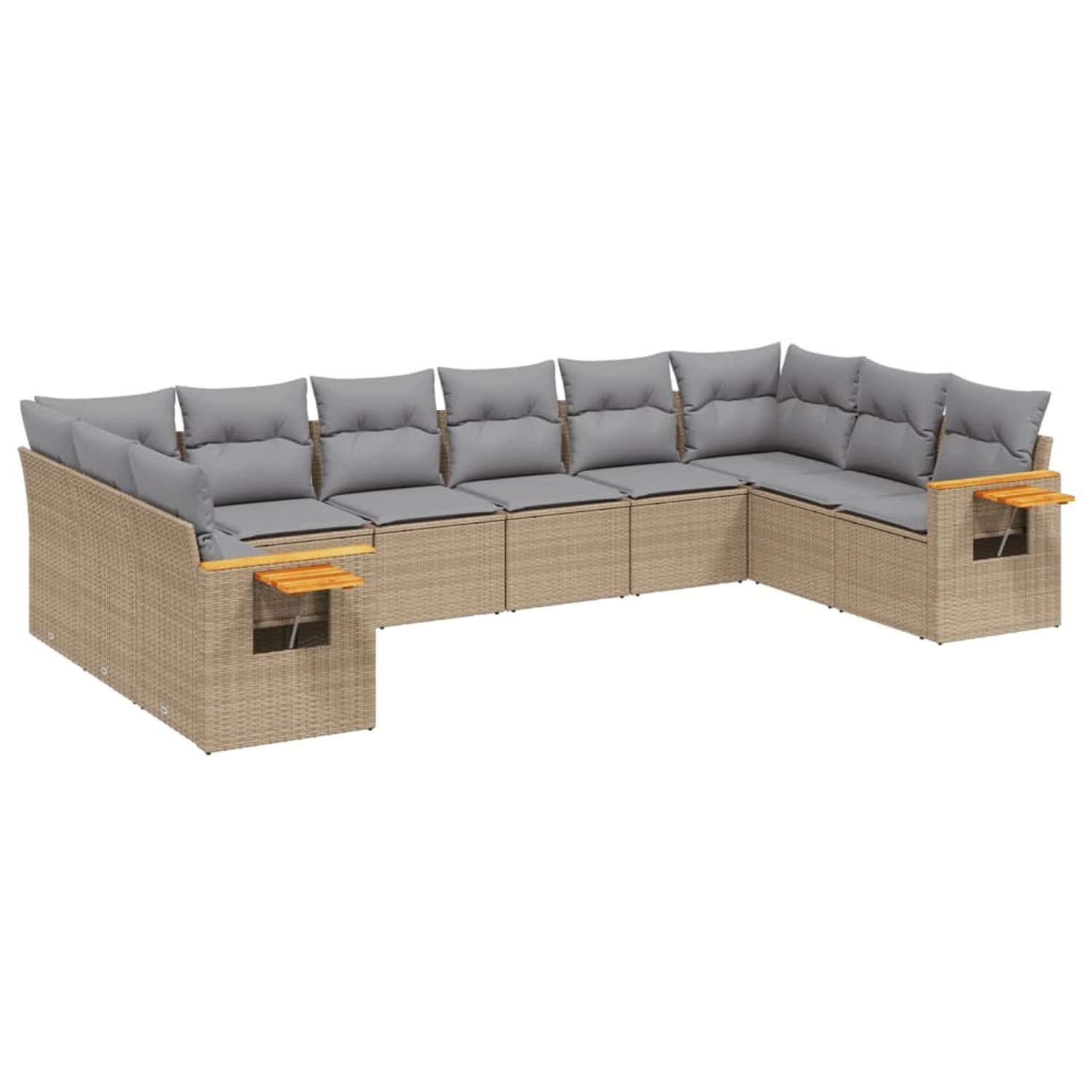 vidaXL 10-Tlg Garten-Sofagarnitur mit Kissen Beige Poly Rattan 3227165 günstig online kaufen