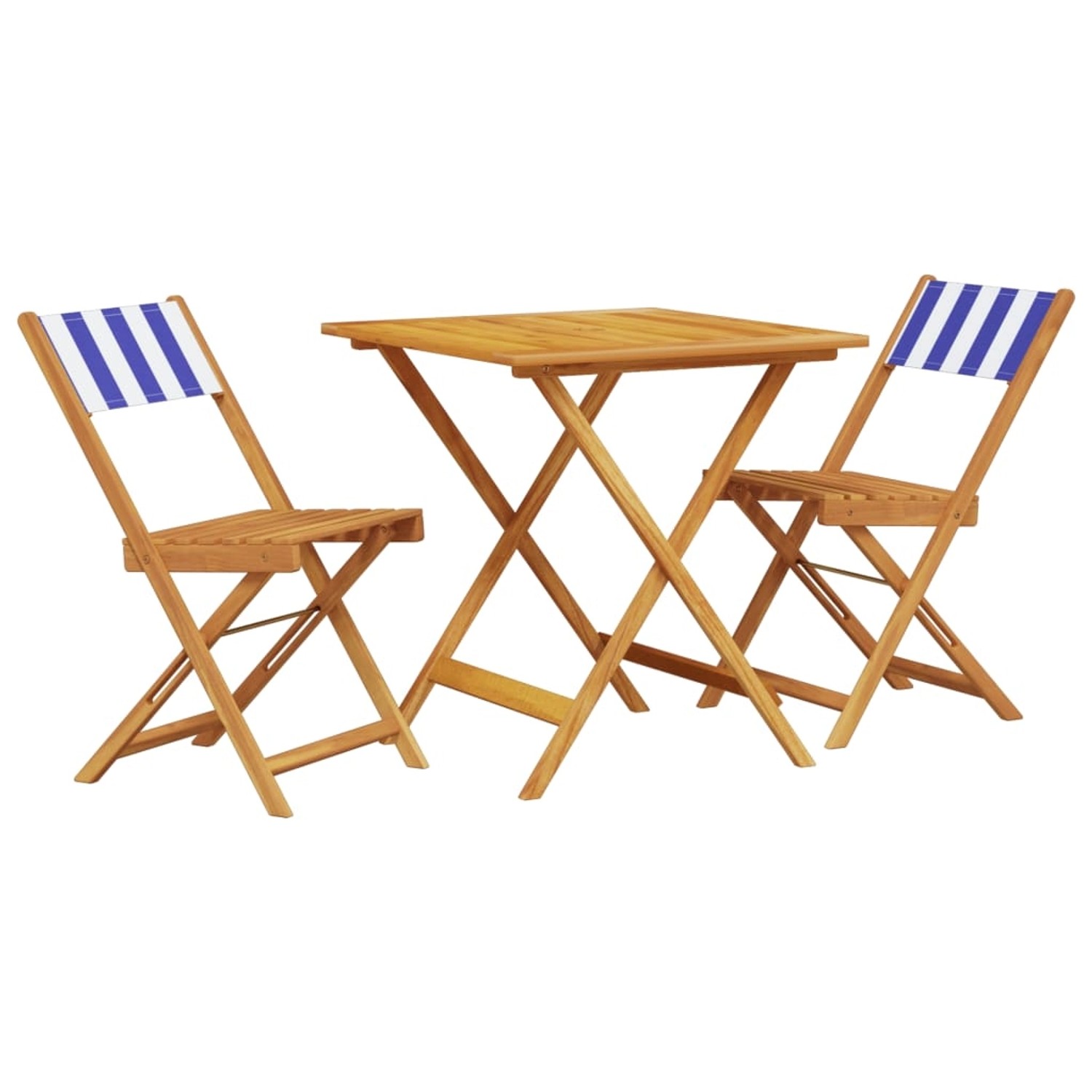 vidaXL 3-Tlg Bistro-Set Blau und Weiß Stoff und Massivholz 3281873 günstig online kaufen