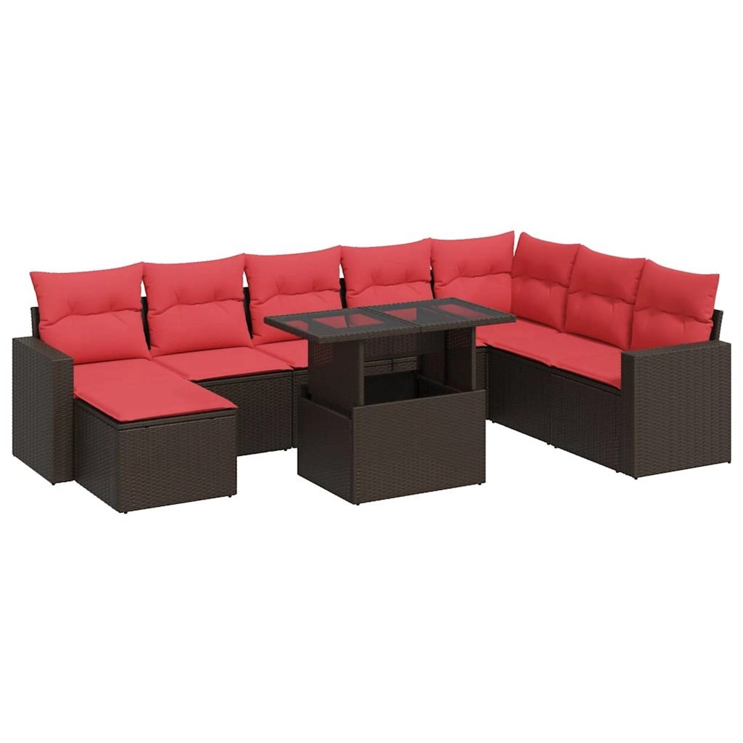 vidaXL 9-Tlg Garten-Sofagarnitur mit Kissen Braun Poly Rattan Akazie 332637 günstig online kaufen