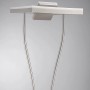 Moderner LED-Deckenfluter Helia aus Stahl, gebürstet, mit satiniertem Acrylglas. Höhe 187-197,5 cm.