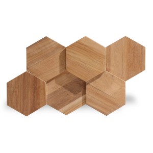 Rebel of Styles Holzverblender UltraWood Teak Hexagon, braune Wandverkleidung aus Teakholz.