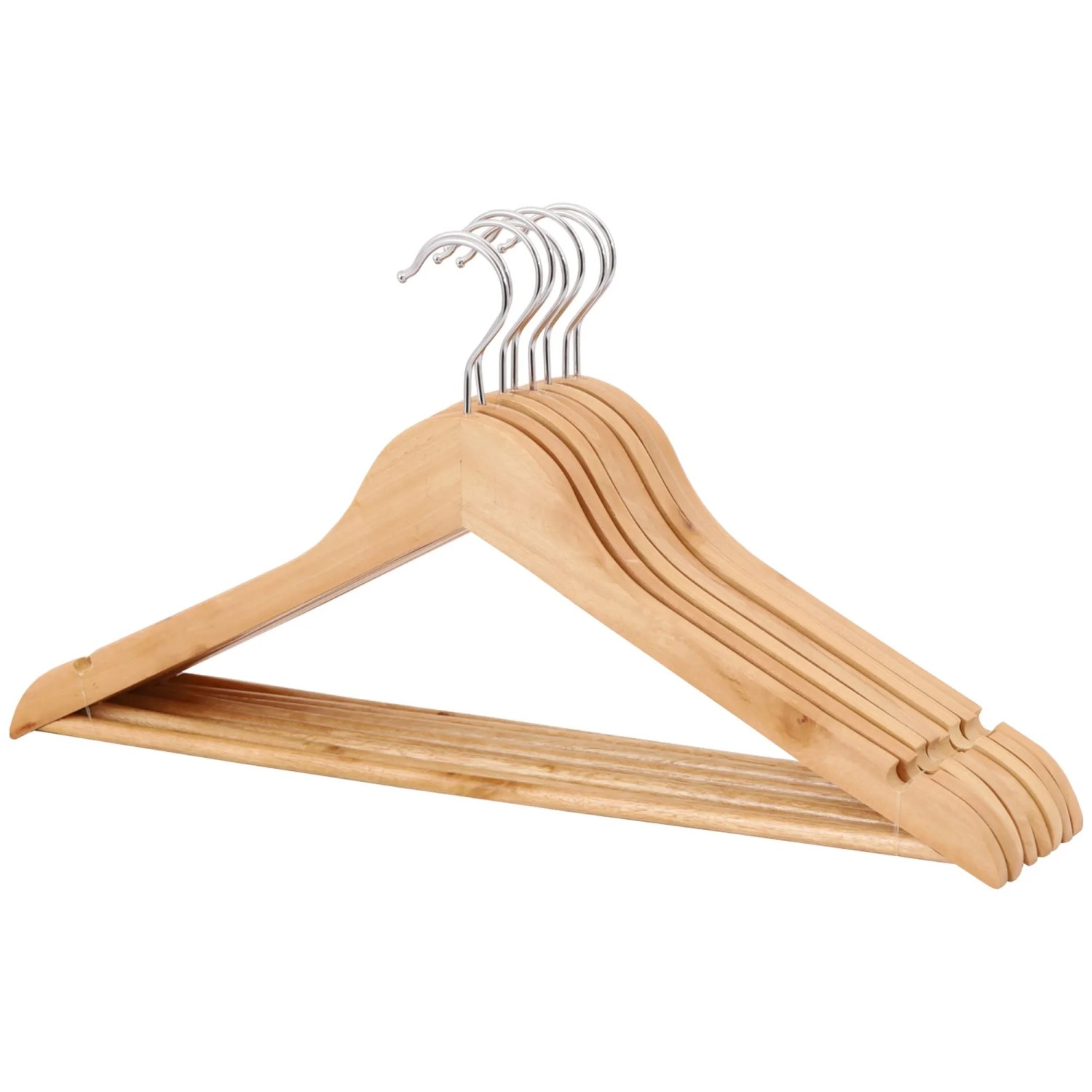 Domopak Living Holzkleiderbügel mit Hosensteg 8er Set Natur