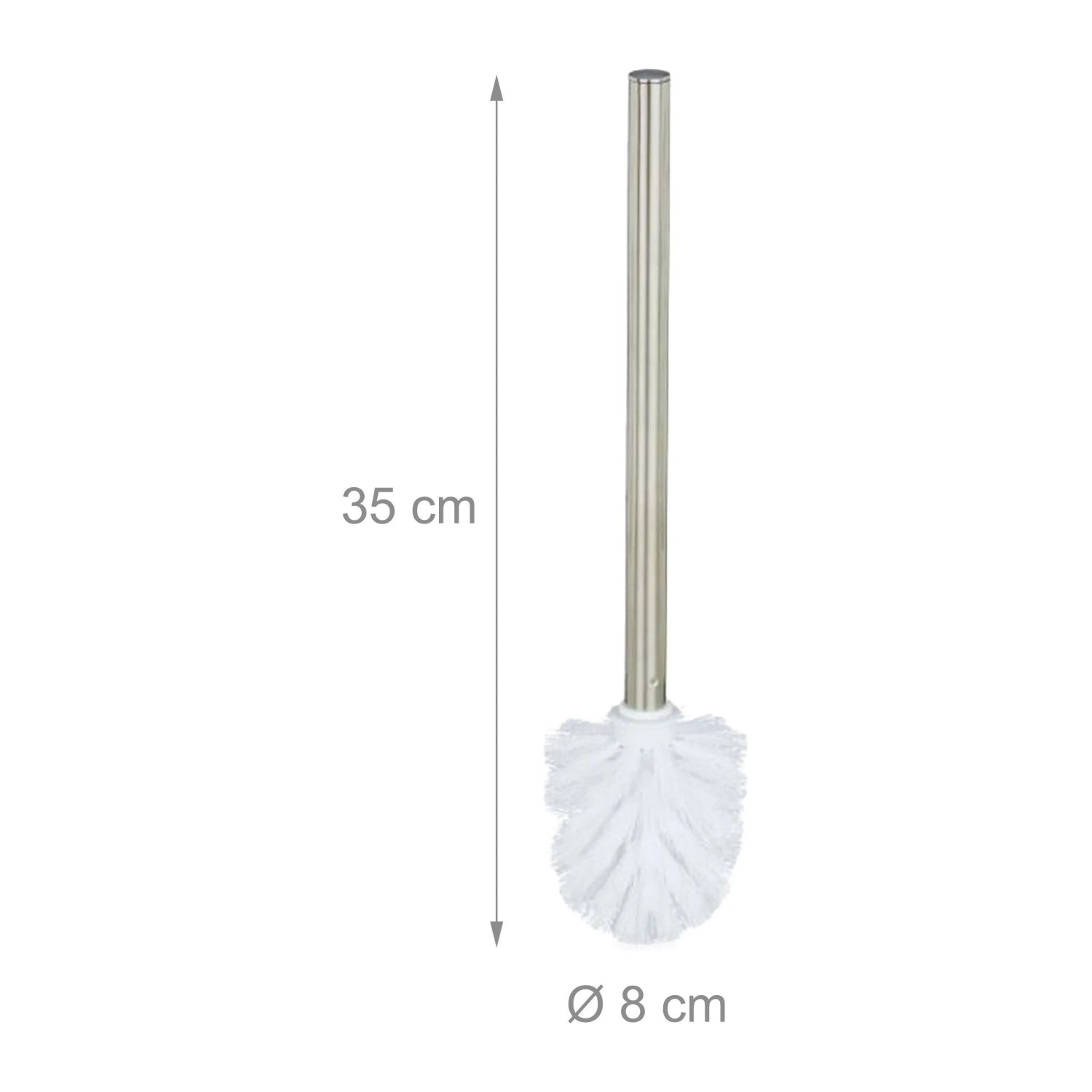 Relaxdays WC-Bürste Kunststoff Edelstahl Weiß Silber 5er Set Abnehmbar 35 cm x ø 8 cm_4