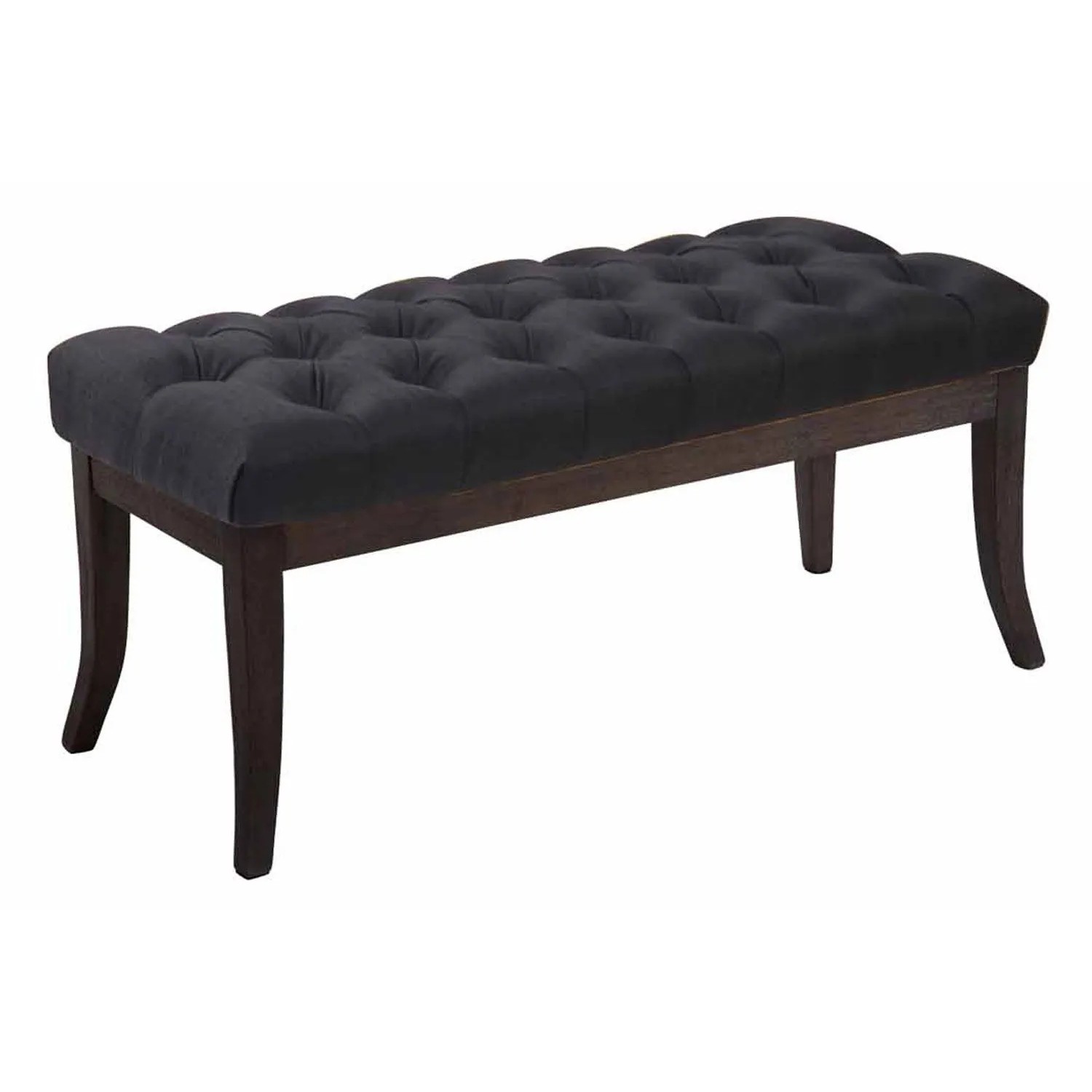 DELUKE Sitzbank CANNES Stoff Schwarz 100x38x46cm Dunkelbraun Sitzbank Flur Sitzhocker Esszimmerbank Polsterbank Schlafzimmer