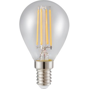 E14 LED Leuchtmittel in Globeform, 4,2 W, warmweißes Licht.