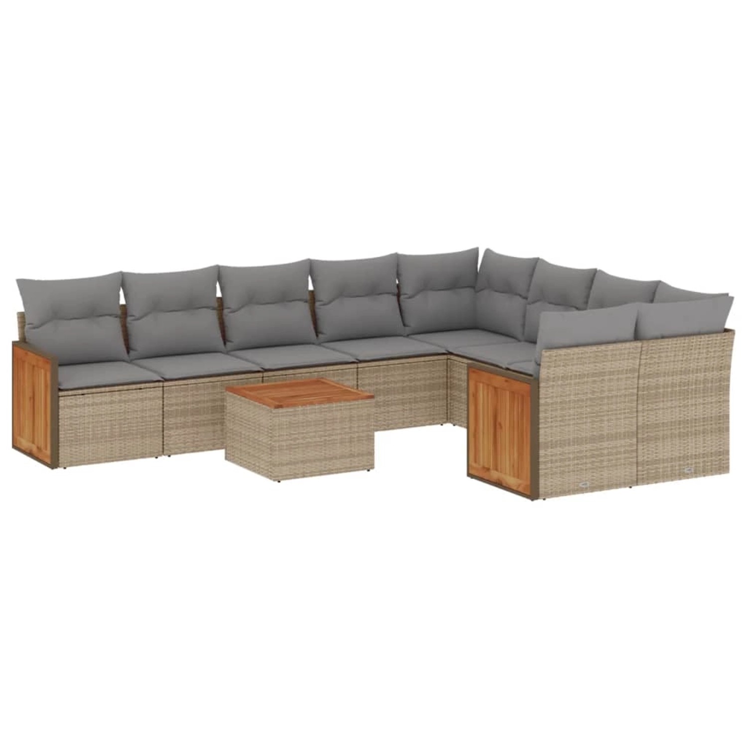 vidaXL 10-Tlg Garten-Sofagarnitur mit Kissen Beige Poly Rattan 3227991 günstig online kaufen
