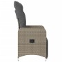 Verstellbarer, grauer vidaXL Gartensessel aus Polyrattan mit Kissen (2er Set).
